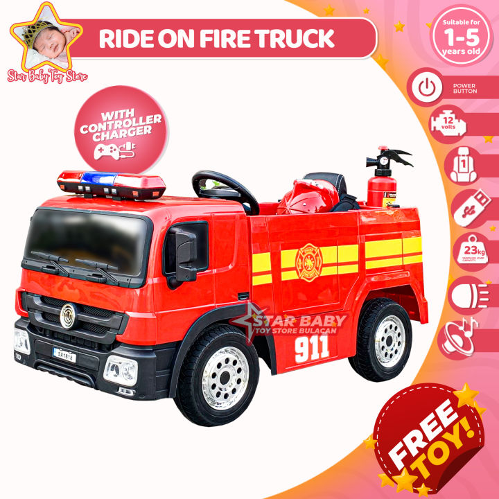 Truck Toy Car Remote Control Ride On Fire Truck AOOU Kids 12V Ride