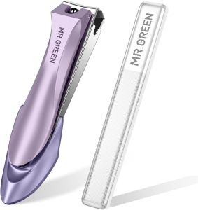 MR.GREEN Nail Clippers with Nail FileAnti Splash Nail Clipper Set for Thick NailsGrade Stainless Steel Professional Nail CutterSharp and Durable fingernail Clipper for Men and Women(Green)
