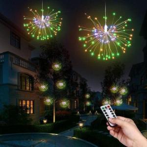 (Có Remote điều khiển) Combo 3 đèn LED hiệu ứng pháo hoa 5 chùm 3 tầng với tổng 200 sợi LED pháo hoa và 600 mắt LED Đèn LED dây giả pháo hoa - Combosett