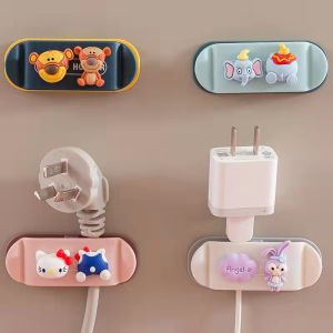 DIY Cartoon Multi-function Plug USB Data Cable Winding Storage Box Self-adhesive Power Plug Hook Wire Plug Holder Storage Rack
