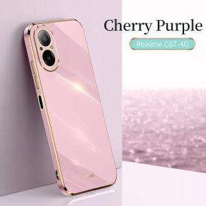 New Case REALME C67 4G Case Luxury Plating Casing Silicone Stand Back Cover