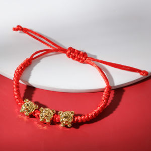 ( Lovely girls house ) Vòng Tay Dây Xích Hổ May Mắn Màu Đỏ Mạ Vàng Năm Mới 2022 Cho Nữ Charm Bện Vòng Tay Cặp Đôi Quà Tặng Trang Sức