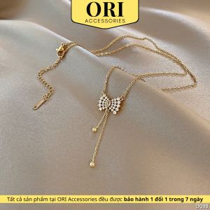 Dây chuyền nữ mặt nơ đính đá Charmaine tinh tế xinh xắn ORI ACCESSORIES D098
