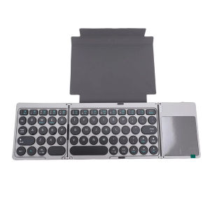 Foldable Bluetooth Keyboard Portable Wireless with PU Leather Cover Touchpad for Tablet Laptop Smartphone