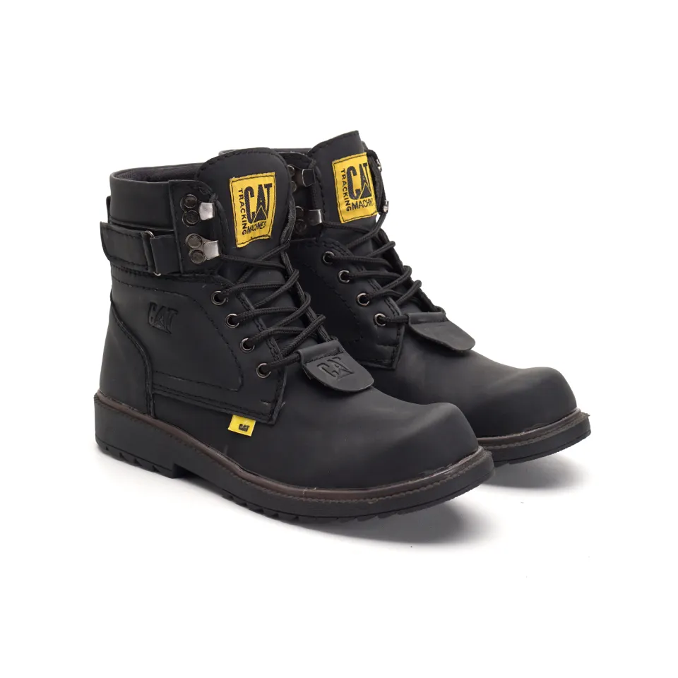 Sepatu Boots Caterpilar Aliando Hitam Kulit Safety Ujung Besi