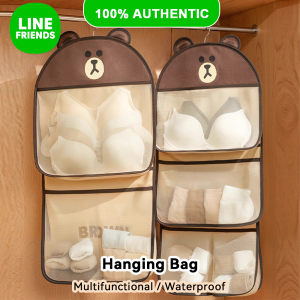 100% Authentic Line Friends Wall Hanging Bag Storage Bag Hanging Door Storage Net Bag Waterproof Portable 4-Grid 6-Grid 3-Grid 7-Grid LFB279/LFB167