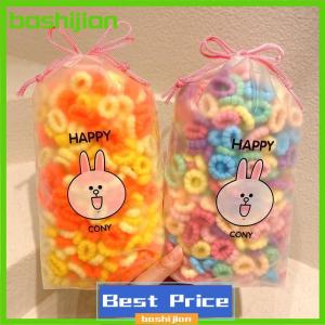 bashijian ชุดยางรัดผมสีสันสดใสสำหรับเด็กผู้หญิง100ชิ้นยางไนลอนยืดหยุ่นสูงวงผมของเด็กๆมัดผมเครื่องประดับผม