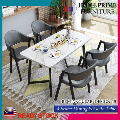 (READY STOCK MALAYSIA) Home Prime HP027 Premium 4 Seater Modern Dining Set with Table Designer Grade (Available in Round/Square/Rectangular) Nordic Design Scandinavian Style Dining Table with 4 Chairs Meja Makan 4 Kerusi Perabot Moden