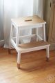 Wooden Step Stool Chair (2 Steps) - Natural White. 