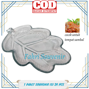 Souvenir Piring Daun Kecil Kaca Kemasan BOX Isi 24 Pcs