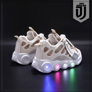 Sepatu Sneakers Lampu LED Anak usia 1 2 3 4 5 6 tahun / Sepatu Kets Tali Anak Laki Laki Perempuan Fashion/ Sepatu MENYALA Anak Balita Cowok Cewek Sporty / Sepatu Sport Baby Casual Pria Wanita Keren / Sepatu Running Anak Balita LED Trendy