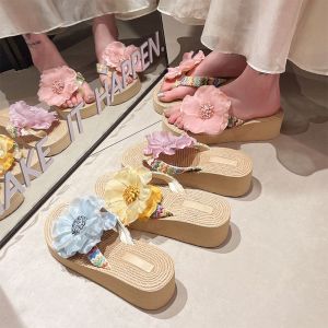 CHAOSON Anti Slip Flower Flip Flops Soft Sole Bohemian Style Beach Toed Slippers Fashion Shoes Flat Slippers Women Summer
