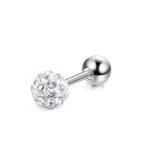 Zircon Ball Screw Back Stud Earring Cartilage Helix Tragus Piercing Jewellery 316L Stainless Steel