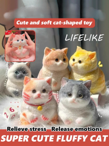 Cat Squishy Toy Stress Relief Fidget Sensory Toy Realistic Orange Kitten Simulation Soft Squeeze Gift For Kids Adults Anxiety Relaxation Stretchy Slow Rebound