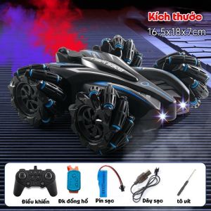 Xe Địa Hình Điều Khiển Từ Xa Stunt Car S664 Xoay 360 Độ Phun Khói Kép Có Âm Thanh Có Đèn Chạy Được Cả 2 Mặt Cho Bé
