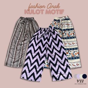 Hemat 5 Pcs Kulot Panjang Anak Motif Unik Usia 6-17 th Bahan Rayon Viscose Premium /Bawahan Anak Cewe/Pinggang Karet Tali serut