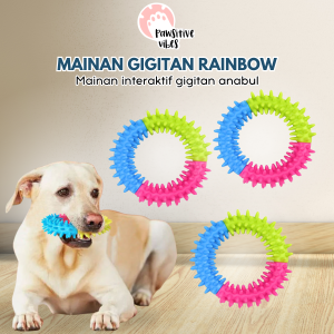 Mainan Gigitan Bundar Warna Rainbow - Mainan Hewan Anjing Kucing Karet Tahan Gigit - Rubber Ring Mainan Gigit Pet Anjing Kucing - Dog Toy Rainbow - Perlengkapan Bermain Anjing - Mainan Kunyah Karet Rubber Chew Toys