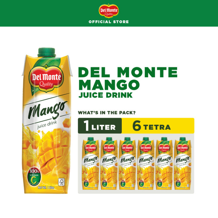 DEL MONTE Mango Juice Drink with All-natural Sweetness - 1L x 6 | Lazada PH