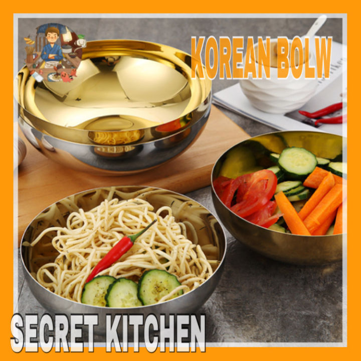 [KKRB] Korean Golden Cold Noodle Bowl Stainless Steel Bibimbap Bowl ...