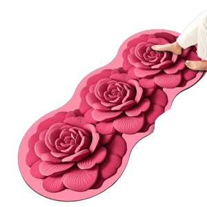 LUXERY 3D Rose Floor Mat Non-slip Absorbent Bedside Carpet Quick Dry Flower Carpet for Bedroom Living Room
