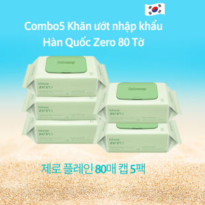 Combo5 Khăn Ướt Bebesup Zero 80 Tờ Nhập Khẩu Hàn Quốc