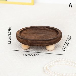 Kirilgu Multi-functional Decorative Wooden Riser Tray Round Oval Pedestal Stand - For Bathroom Jewelry Counter Display Storage 6K4N7