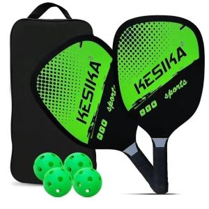 [SG PICKLEBALL][SG stock Fast Shipping]Pickleball Paddle and Ball Set Carbon Fiber Surface Pickle Ball Racket 2 Paddles with 4 Balls