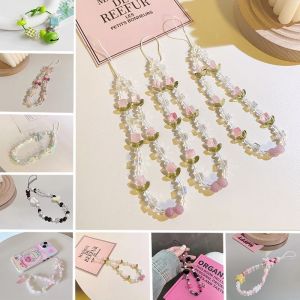 INS Tulip Bead Chain Hanging Rope Keychain Phone Chain Lanyard Anti-Lost Phone Case Wrist Strap