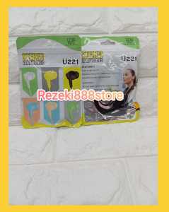 Headset Macaron U-221 + Mic Stereo Handsfree Earphone Extra Bass u221