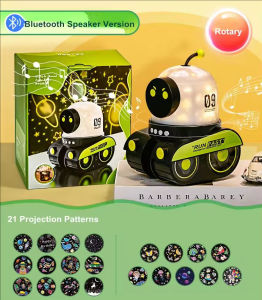หุ่นยนต์โคมไฟโปรเจ็กเตอร์สร้างสรรค์ของเล่นเด็กข้างเตียงบรรยากาศไฟกลางคืนเด็กของขวัญวันเกิดโคมไฟเต็มไปด้วยดวงดาว 360 °การฉายภาพพาโนรามาฟรี 21 ชุดโคมไฟ 6 โหมดแสงไฟกลางคืนโคมไฟนอนเชื่อมต่อบลูทูธเลื่อนรถของเล่น