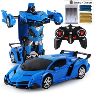 Rechargeable Deformation Remote Control Car 2 in 1 dynamic deformation car robot car Kereta Kontrol Mainan deformation car deformation sports car model action doll boy toy