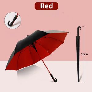I-FASHION Bent handle umbrella reinforced thickened rain and rain dual-use automatic black rubber golf umbrella