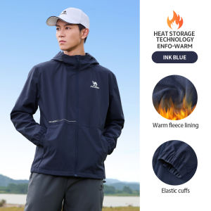 Cameljeans Sports Jacket for Men Autumn Winter Plus Velvet Jacket Outdoor Windproof Waterproof Hiking Clothing