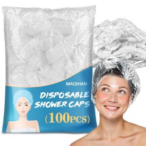 Mũ tắm dùng một lần MAQIHAN 100 cỡ lớn - 205 inch chất liệu nhựa dày dặn. Tấm che tóc chống thấm nước có thể tái sử dụng phù hợp cho tóc dài giúp dưỡng ẩm sâu sản phẩm cần thiết cho phụ nữ và nam giới khi tắm nhuộm tóc hoặc đi du lịch loại trong