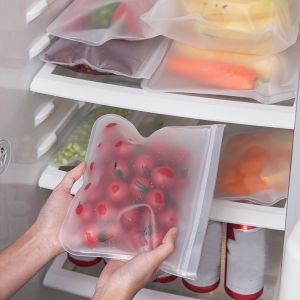 5Pc Silicone Food Storage Bag PEVA Containers Reusable Freezer Leakproof Top Self-sealing Bags Kitchen Organizer Pouch