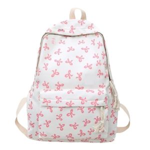 NUBE 1Pcs Lightweight Bow Backpack Cute Large Capacity Teenagers Shoulder Bag Nylon Storage Bag for Girls