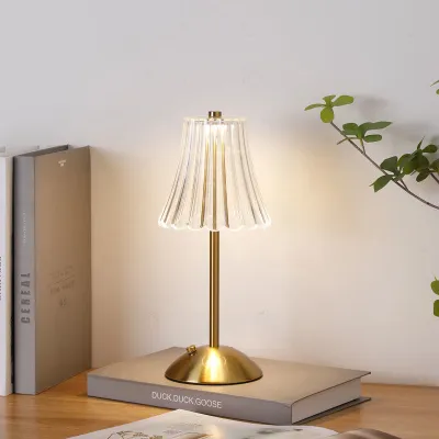 【COD + Local Seller】Led Touch Table Lamp Luxury Crystal Night Light 3 Colors Changing Dimmable USB Rechargeable Desk Light Bar Lamp