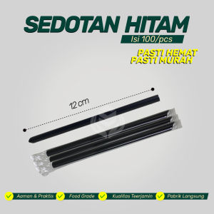 Sedotan Plastik Sedotan Lancip Warna Hitam Steril Higienis (Isi 100 Pcs-S.DTH12)