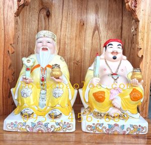 [8inch] Tượng Thần Tài Thổ Địa sứ đức hóa cao cấp nhập khẩu Đài Loan cao 23.5cm –Vàng