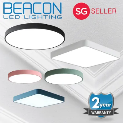 BEACON LED 20W/30W/48W Ceiling Light / Nordic Minimalism Ultra Thin Ceiling List / Square Round - Tri Colour (Turn off/on to change colour)-2 year warranty LONGEST WARRANTY