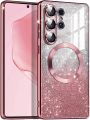 for Galaxy S25 Ultra Case,Compatible with MagSafe,Clear Magnetic Glitter Gradient Sparkle Luxury Plated Soft TPU Bumper Full Camera Lens Protector Phone Case for Samsung S25 Ultra/S25 Edge/S25 Plus/S24 FE/S24 Ultra/S24+/S23 Ultra/S23+. 