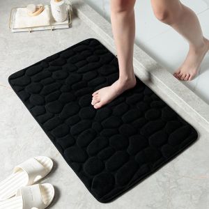 MUNCHX Non-slip Bath Mat Household Water Absorption Doormat Durable Washable Cobblestone Embossed Bathroom