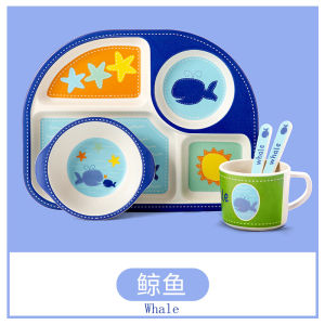 ชุดจานชามเด็ก สีสันสดใส ทำจากธรรมชาติ ปลอดภัย เซ็ตชามเด็ก 1เซ๊ต มี 5 ชิ้น