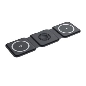 Magnetic Wireless 3 IN 1 Charger for Mobile Phone Watch AirPods 15W Fast Charging Dock Station 3 IN 1 Foldable wireless Stand Charger
