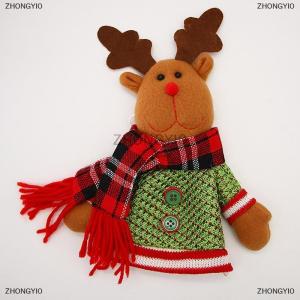 [COD] ZHONGYI0 2026 giáng sinh trang trí phim hoạt hình dệt kim đầu lớn búp bê rượu chai Bìa Santa Claus Champagne Bìa