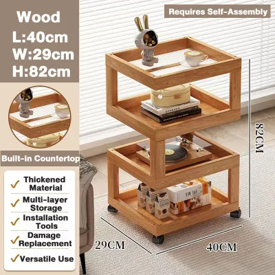 AF Home Bamboo Side Table Movable Mini Corner Table Next to the Sofa Coffee Table for Bedroom & Living Room