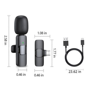 Lapel Microphone Wireless Lavalier Mic 2.4g Rechargeable Case Single Dual Mic Work Range 30M/96FT For Videoke Vlogging Recording 6H Standby Phone Livestream Mic