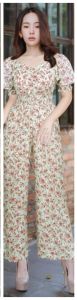 LooWear- Jumpsuit Wanita Motif Bunga Bahan Katun Lengan Pendek 7/8 Free Bando Premium Kualitas Import Modern Kekinian Terbaru