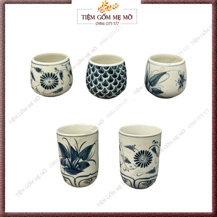 Ly cốc trà không quai men rạn cổ họa tiết vẽ tay thủ công gốm sứ Bát ...