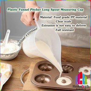 Homehub Plastic Funnel Pitcher Long Spout Measuring Cup 500ml 1000ml Large Capacity Measuring Jug Funnel